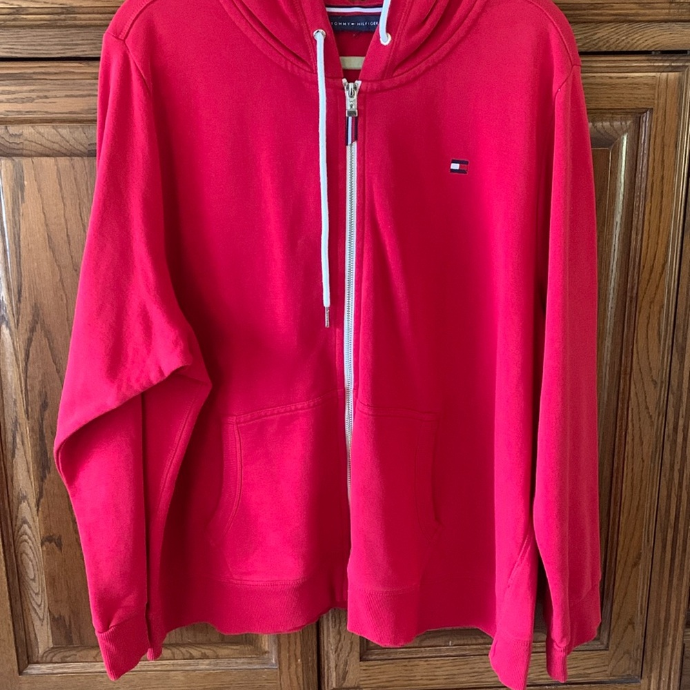 Tommy Hilfiger red zip front hoodie size 2X